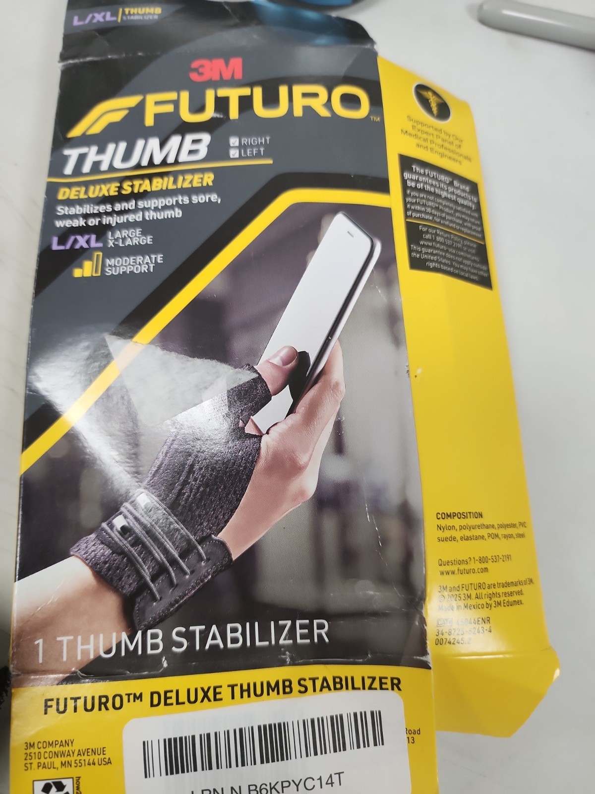 3M Futuro Deluxe Thumb Stabilizer Moderate Pain Relief Support Large/Extra Large