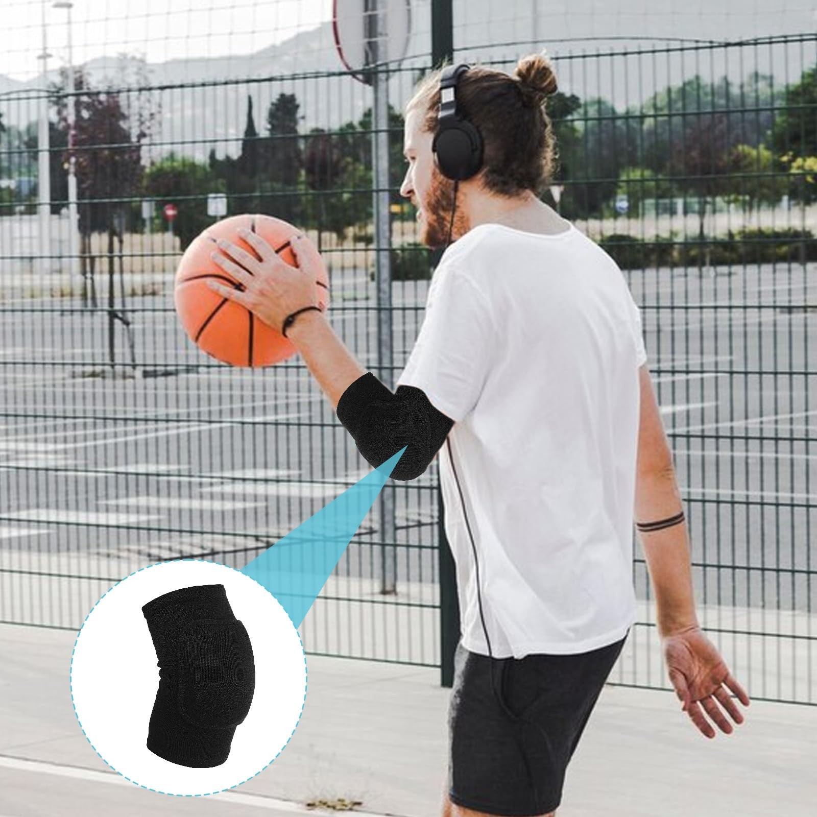 Volleyball Brace Pads Elbow Protector, 1 Pair Breathable Anti-Collision Sponge A