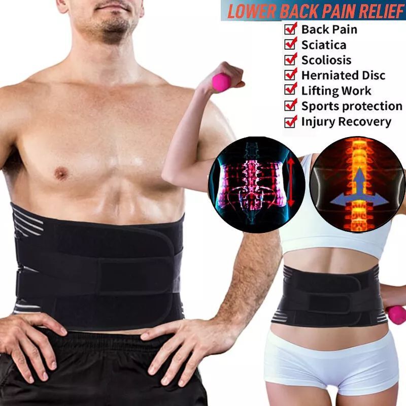 Back Support Lower Lumbar Brace Belt Compression Strap Posture Spine Pain Relief