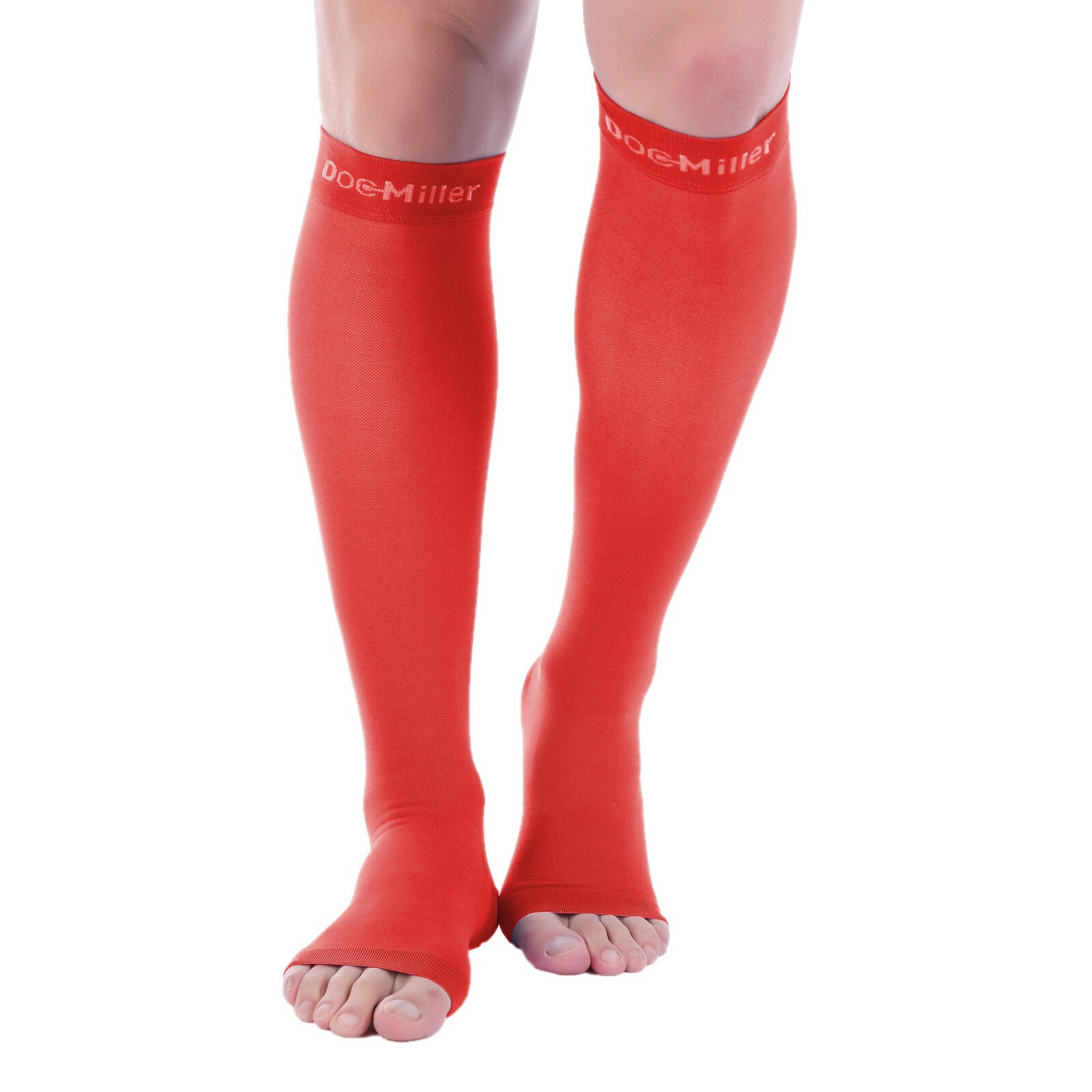 Doc Miller Calf Compression Stockings Open Toe 2030mHg Sleeves For Varicose Pain