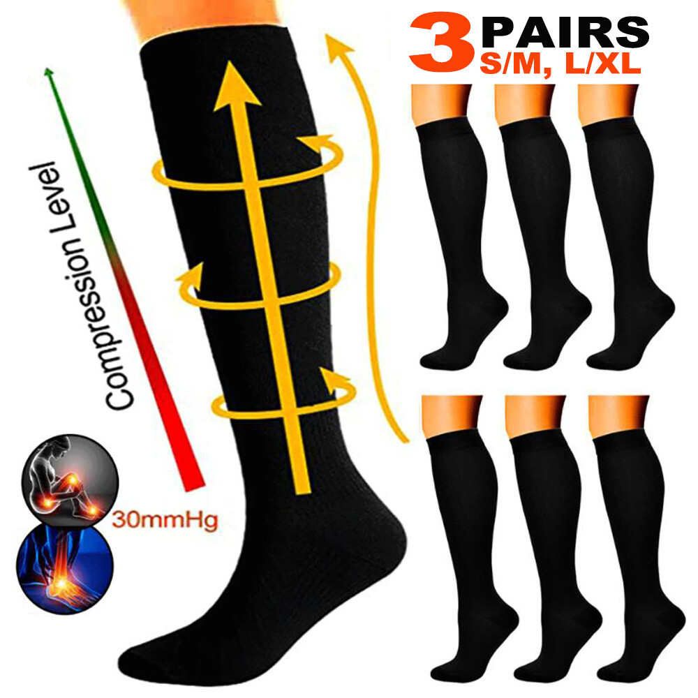 3Pair Close Toe Leg Brace Knee High Compression Sleeve Socks Support Pain Relief
