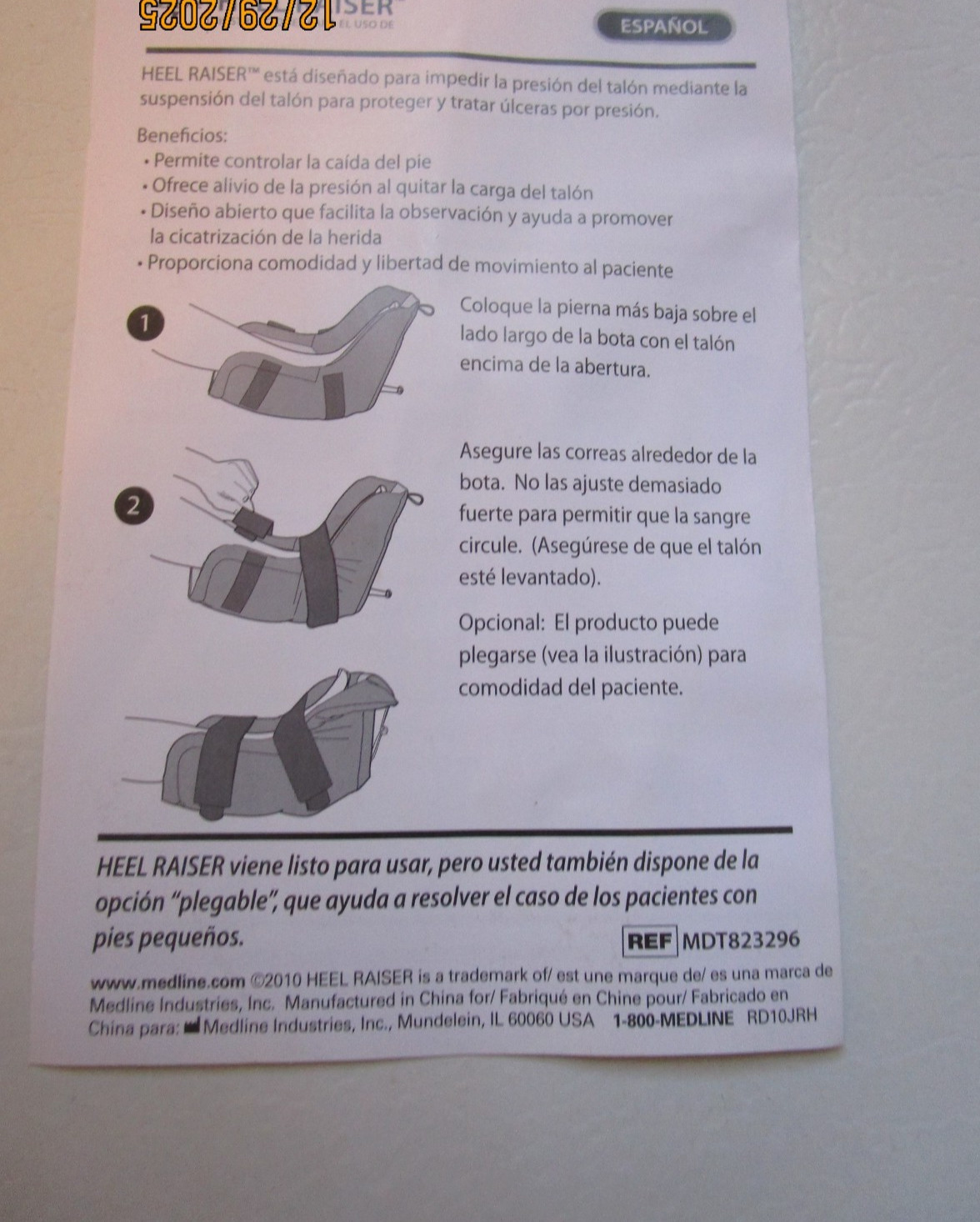 Medline Heel Raiser Pair w Application Instructions Protection Pressure Ulcers