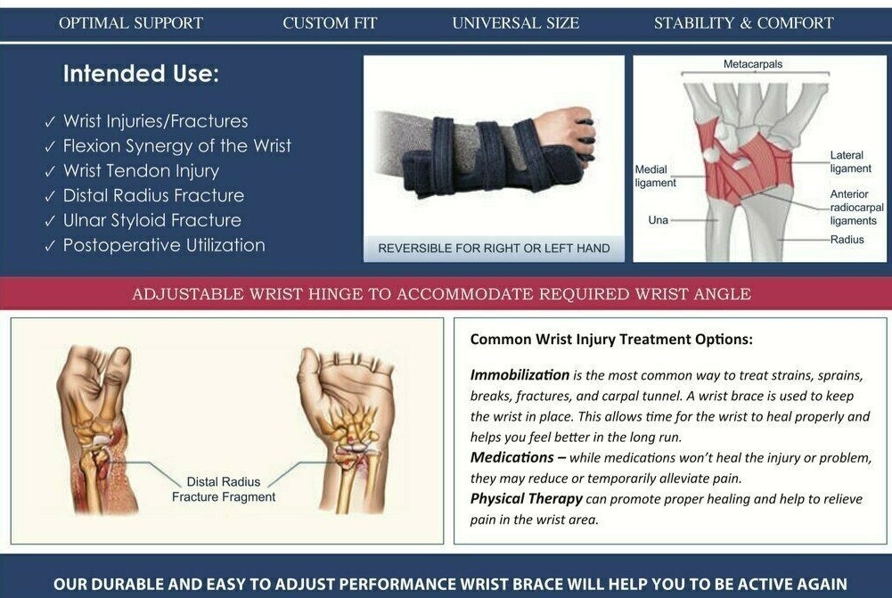 Vertaloc Performance Wrist Support Brace Universal VL307PWB Dark Navy Blue w Bag