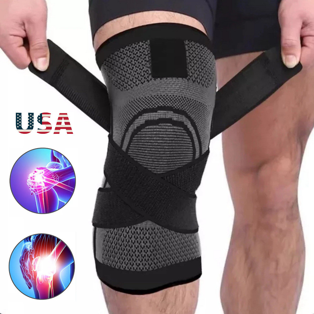 2×Knee Brace Compression Sleeve Support Sport Joint Arthritis Patella Stabilizer