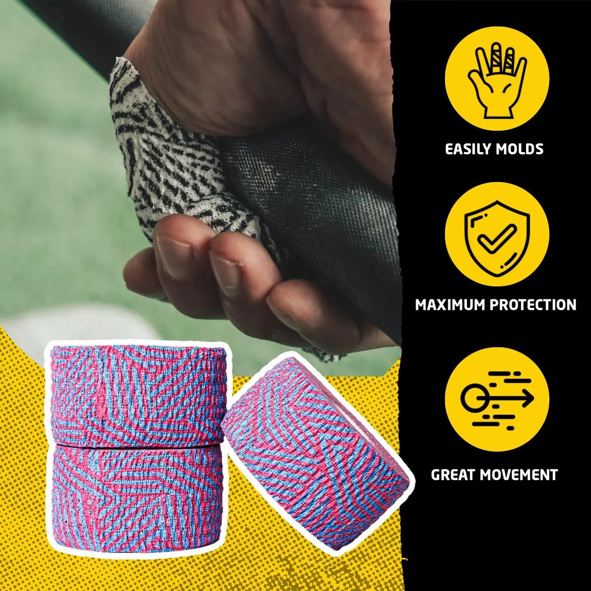 3Pack 24FT Sport Tape 4-Way Stretch Sport Athlet Thumb Protection bandage