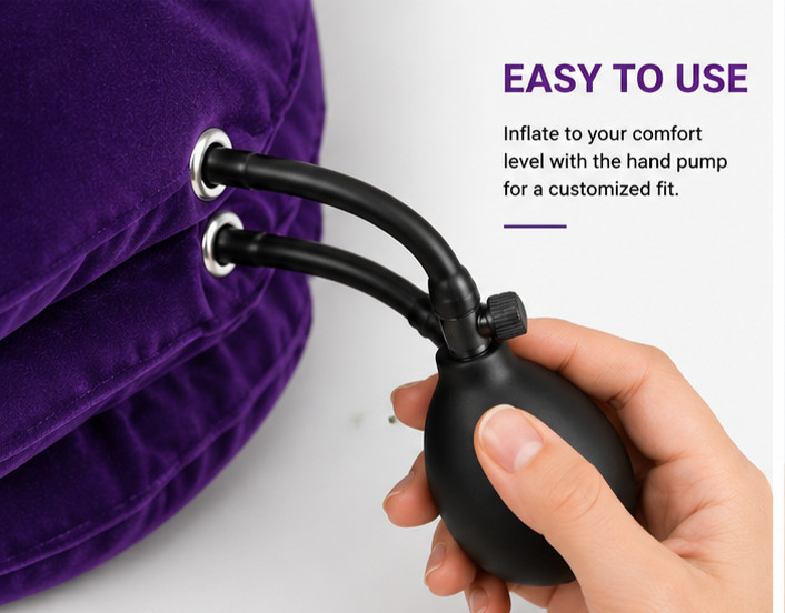 Cervical Traction Device Neck Stretcher Pain Relief Support Purple