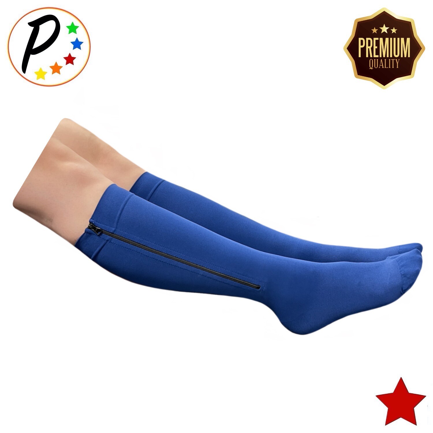 🔴 Presadee Premium Navy Closed Toe 20-30 mmHg Firm Compression Leg Zipper Socks