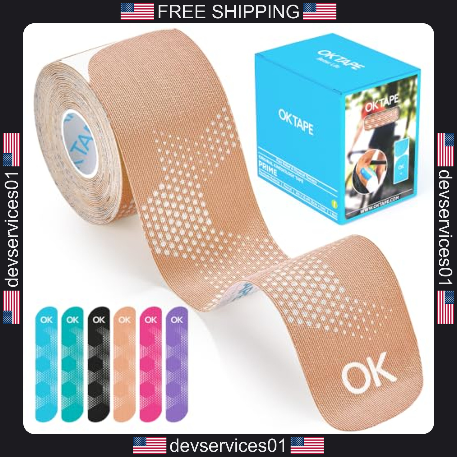 20 Pack Elastic Kinesiology Tape for Muscle Support and Pain Relief