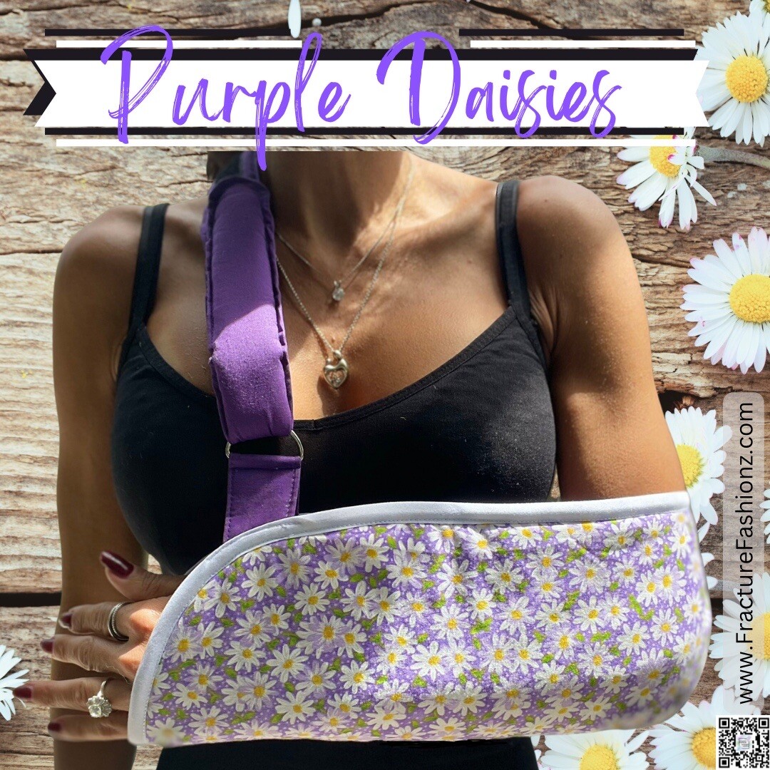 Purple Daisies Arm Sling – Adult 16” Arm Immobilizer – New