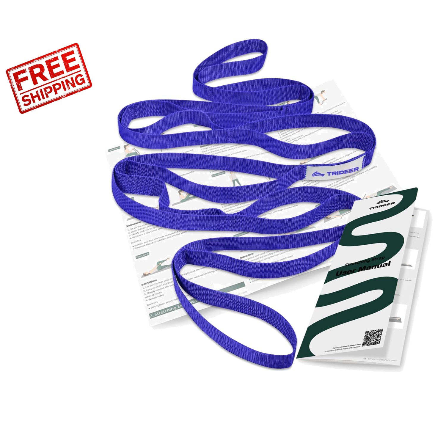 Durable Physical Therapy Stretching Strap with Loops – Ideal for Injury Recovery