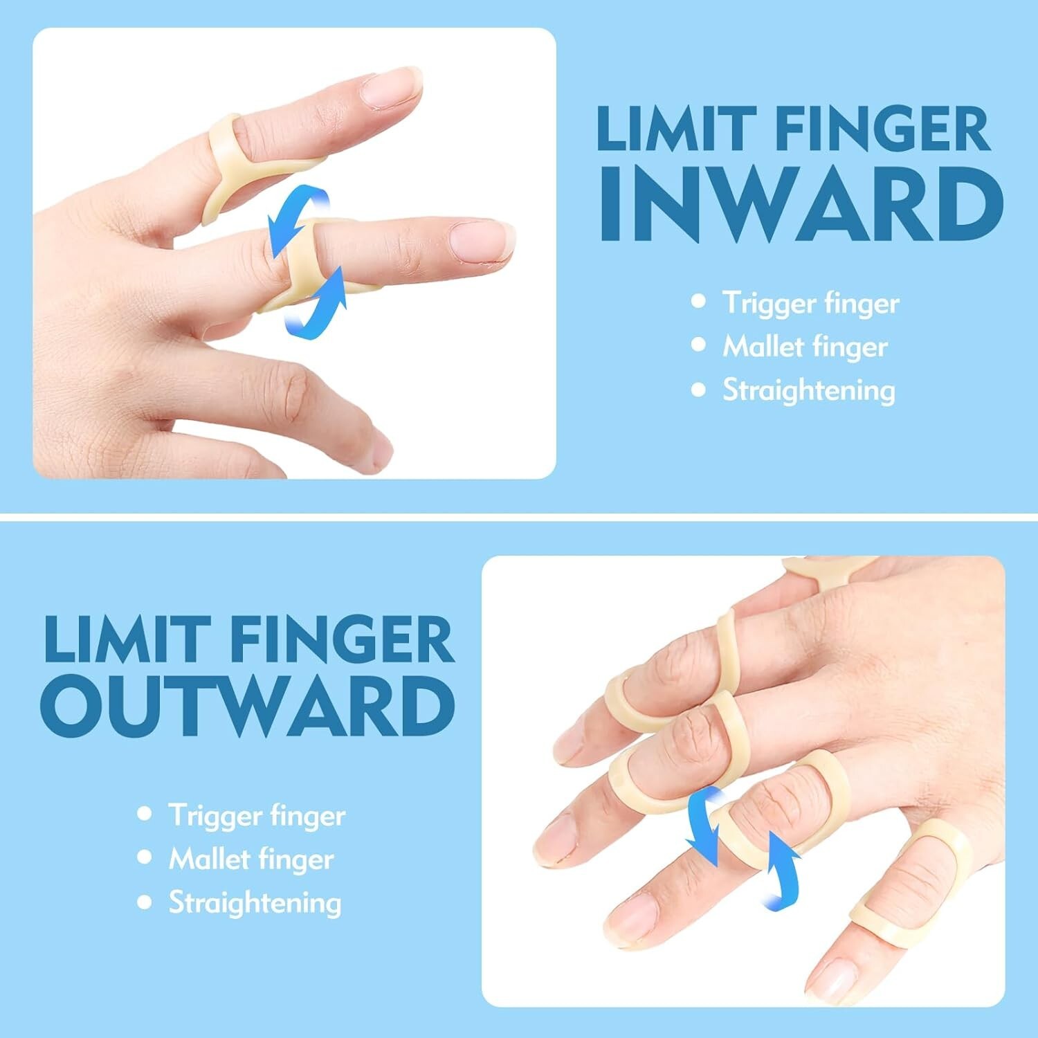 7Pcs Oval Splint Trigger Finger & 5 Finger Sleeves Mallet Arthritis Size 4-10
