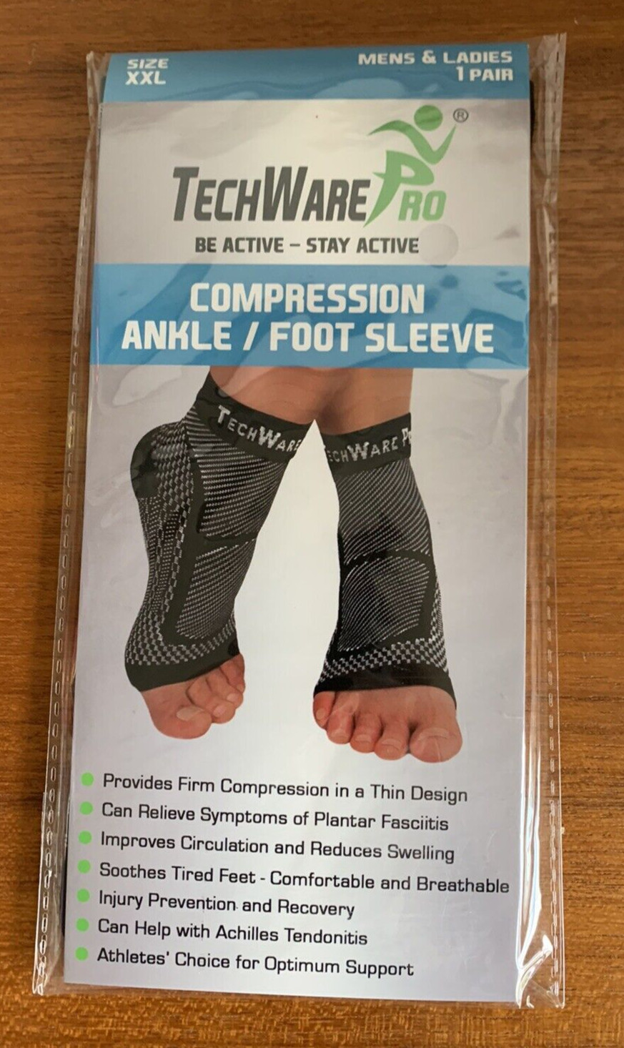 TechWare Pro Compression Ankle/Foot Sleeve – Size XXL – Black