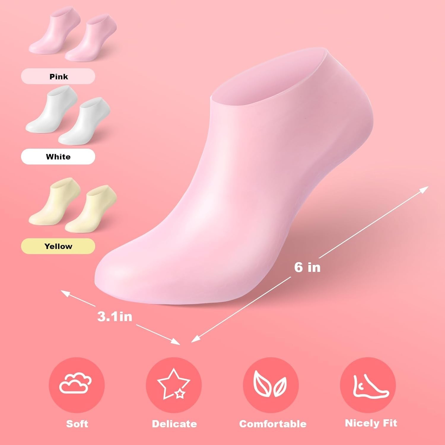 2 Pcs Silicone Foot Socks For Women Moisturizing Socks Foot Care Protector US