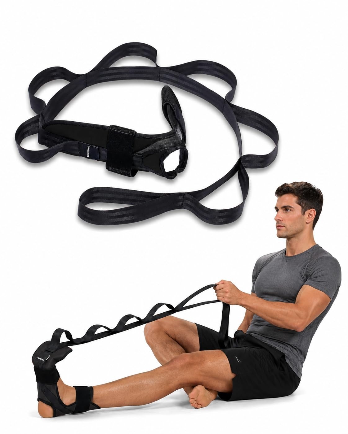 JUNWING Plantar Fasciitis Stretch Strap with Foot Loop, Calf Stretcher for Ac…