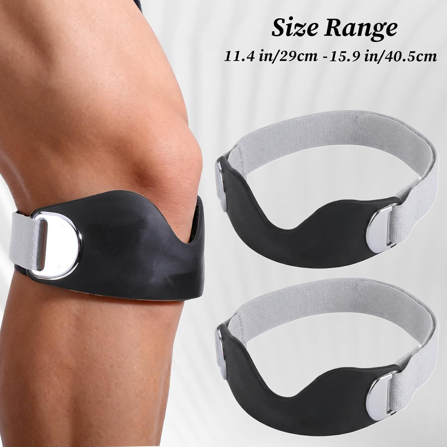 2 Pack Patellar Tendon Support Strap Adjustable Patella Band Silicone Knee Br…
