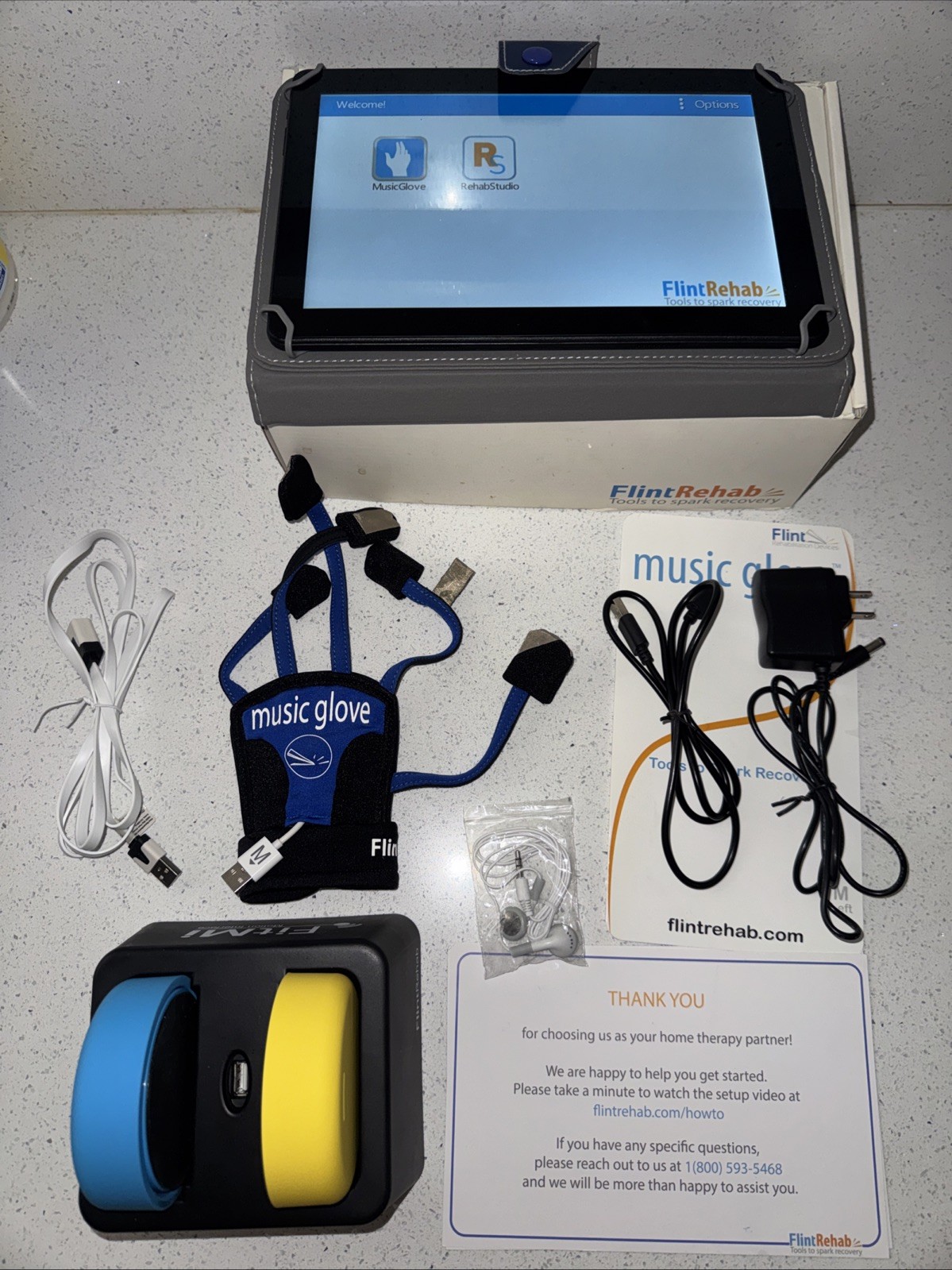 Flint Rehab MusicGlove & FitMi Stroke Recovery System Therapy Glove Pads Tablet