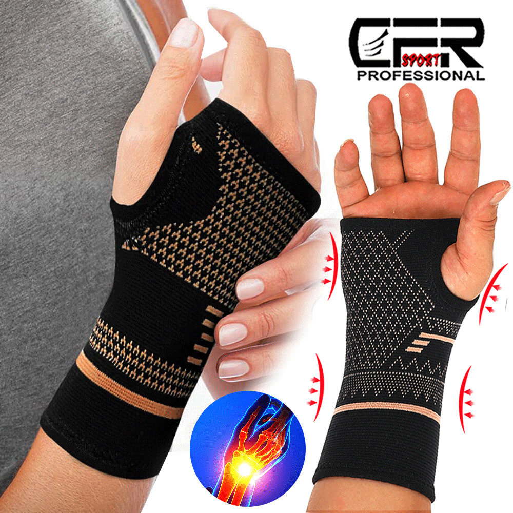 Copper Arthritis Compression Gloves Hand Wrist Support Joint Pain Relief Sports