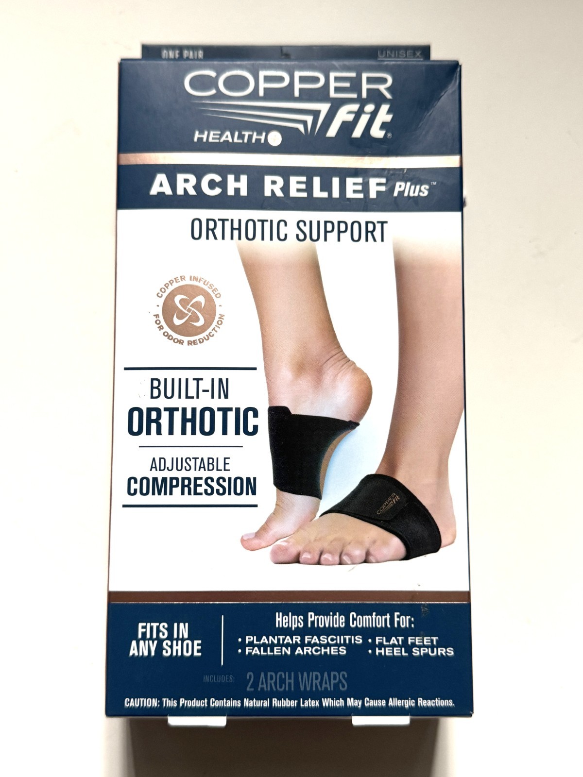 Copper Fit Health Unisex Arch Relief Plus with Built-In Orthotic Support – Black