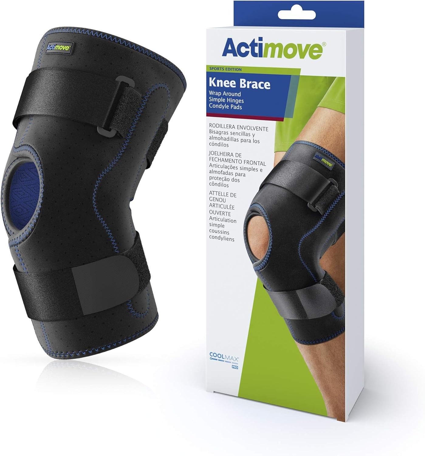 Actimove Knee Brace Wrap Around, Simple Hinges, Condyle Pads X-Large (Black)