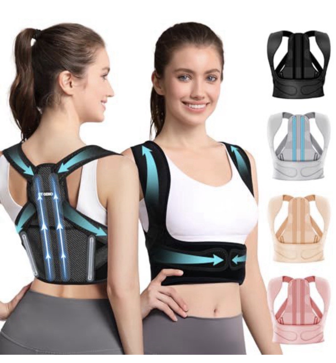 Fit Geno Back Brace Posture Corrector-Women&Men, Shoulder Straightener XS-S