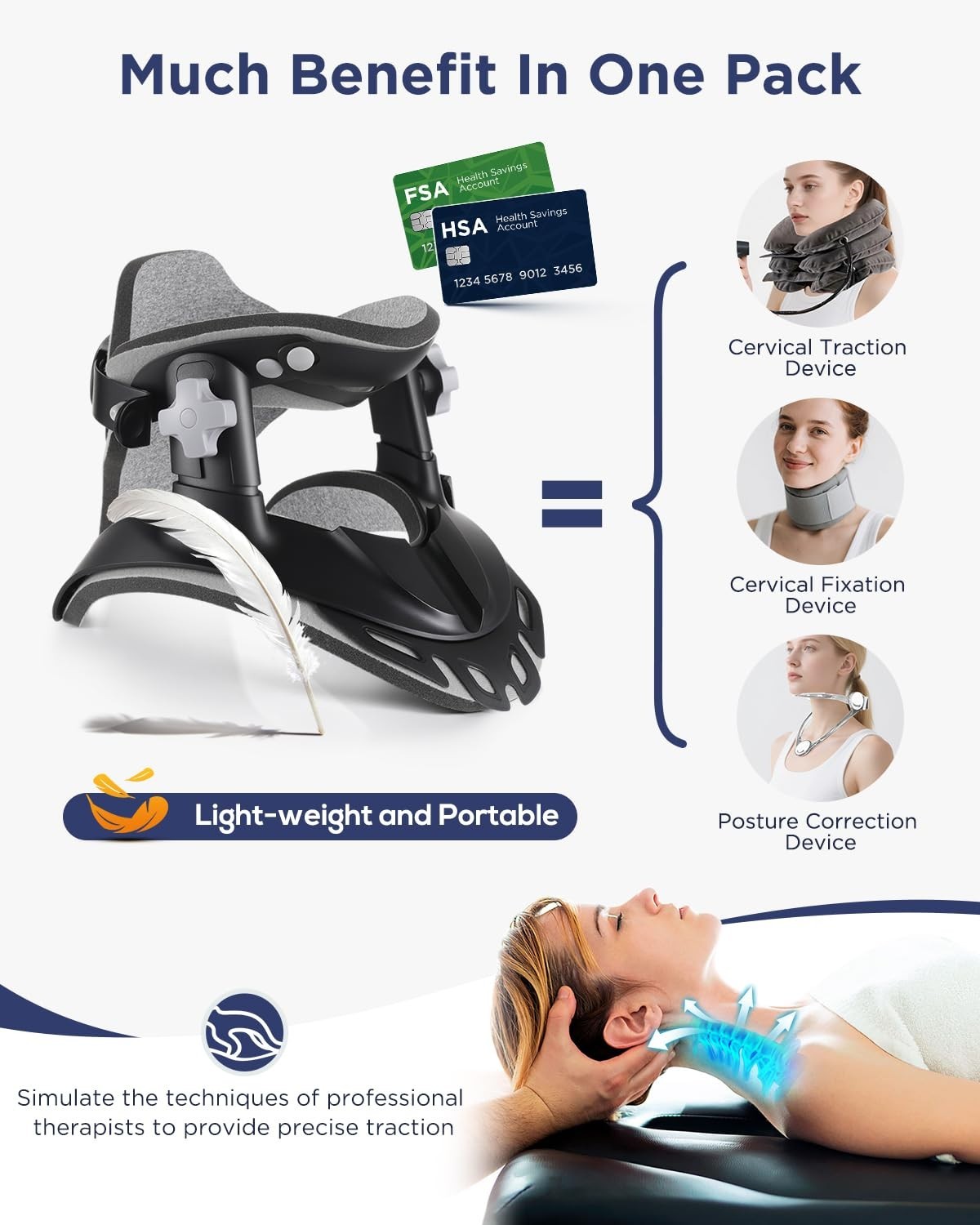 Cervical Traction Device – Neck Stretcher for Pain Relief, Adjustable Ergonomic