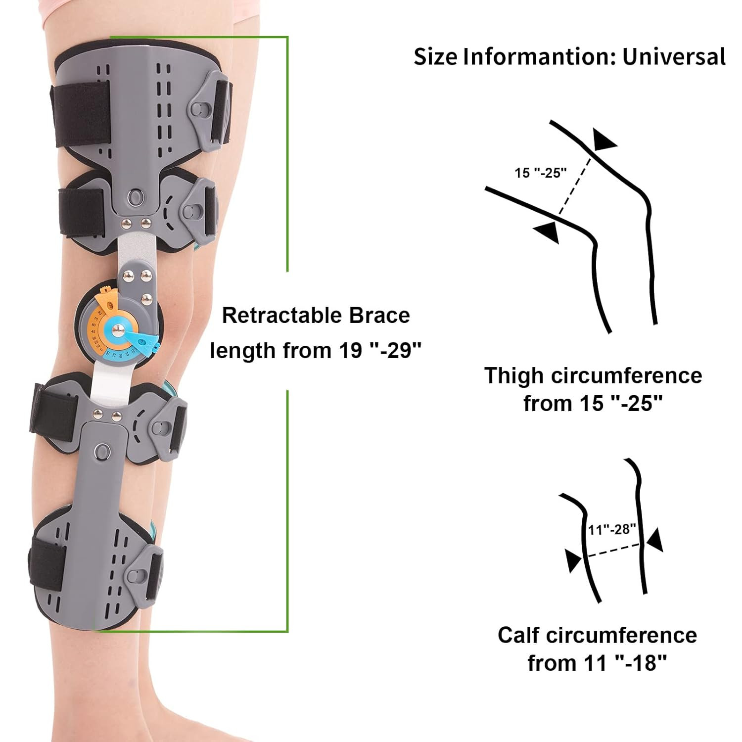 Hinged Knee Brace ROM Post Op Knee Immobilizer Adjustable Knee Immobilizer Suppo