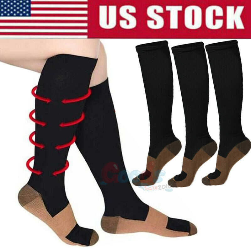 Mojo Compression Socks, Wide Calf Copper Compression Stockings 20-30mmHg, Black