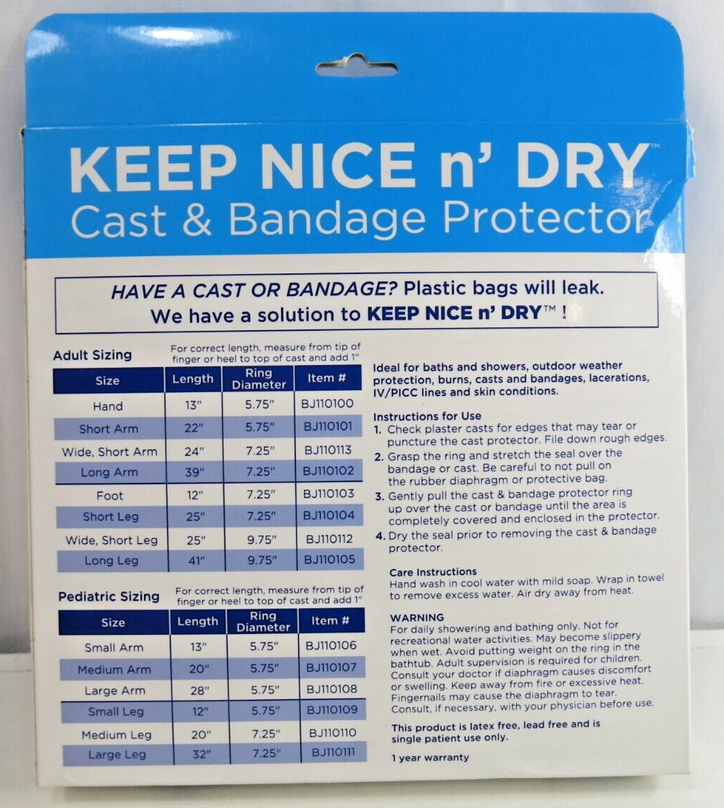 39″ Cast & Bandage Protector Keep Nice n’ Dry Adult Long Arm by Blue Jay