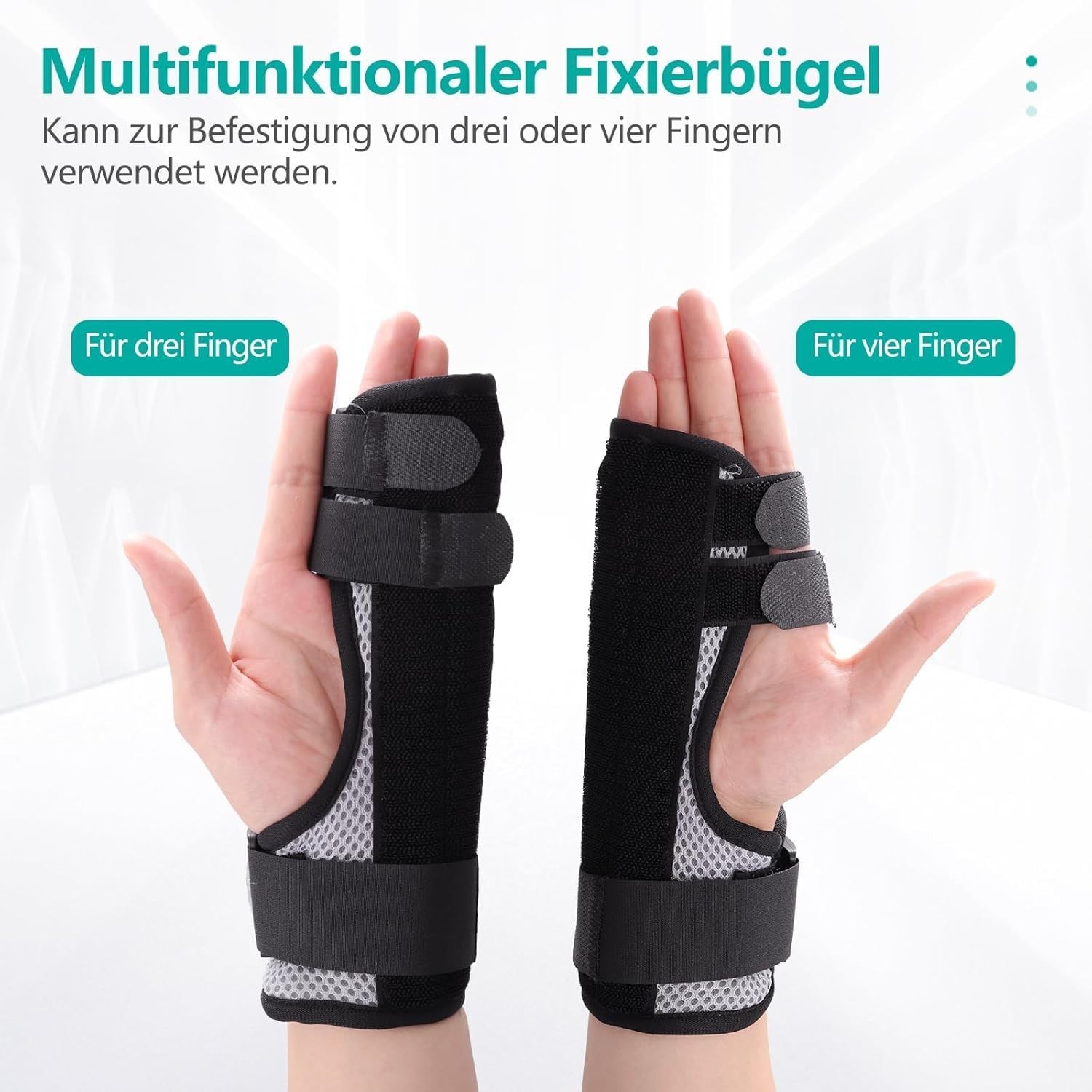 Trigger finger splint, multi-finger support, adjustable wrist support