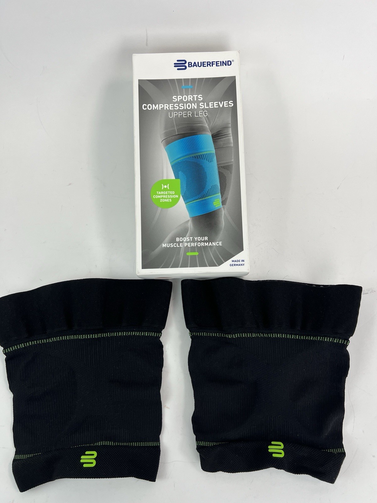 Bauerfeind Sports Compression Sleeves Upper Leg Black Size M Short Germany