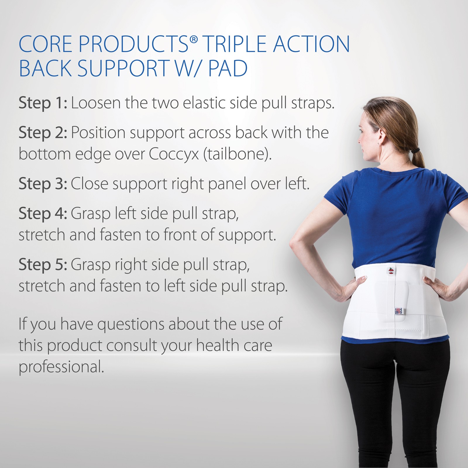 Core Products Triple Pull Elastic Lumbosacral Belt W/ Pad Compression Support