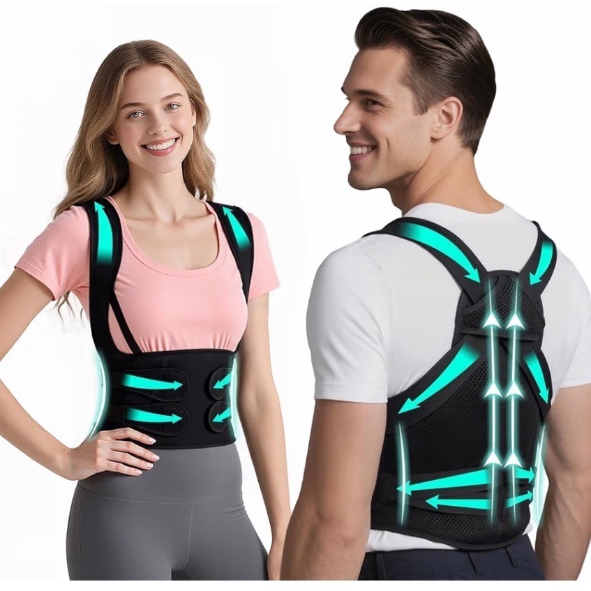 MARZONY Back Brace Posture Corrector Adjustable Full Back Support Black Small