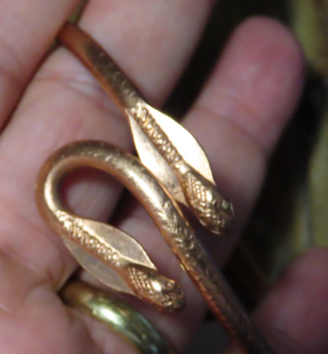 Solid Copper Bracelet, 2 Snake Heads. Arthritis Pain Relief, Adjustable