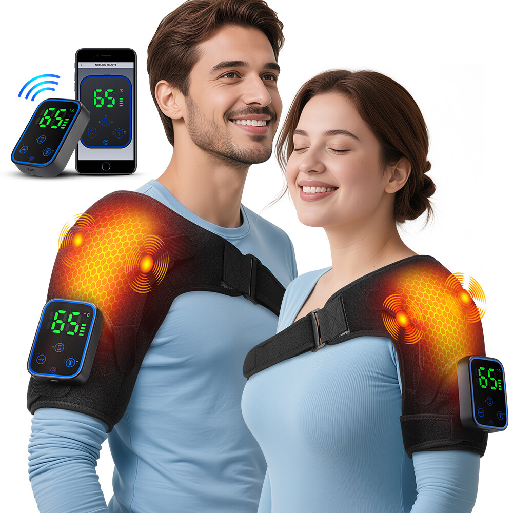 APP Control Cordless Shoulder Brace Massager Heating Vibration for Pain Relief