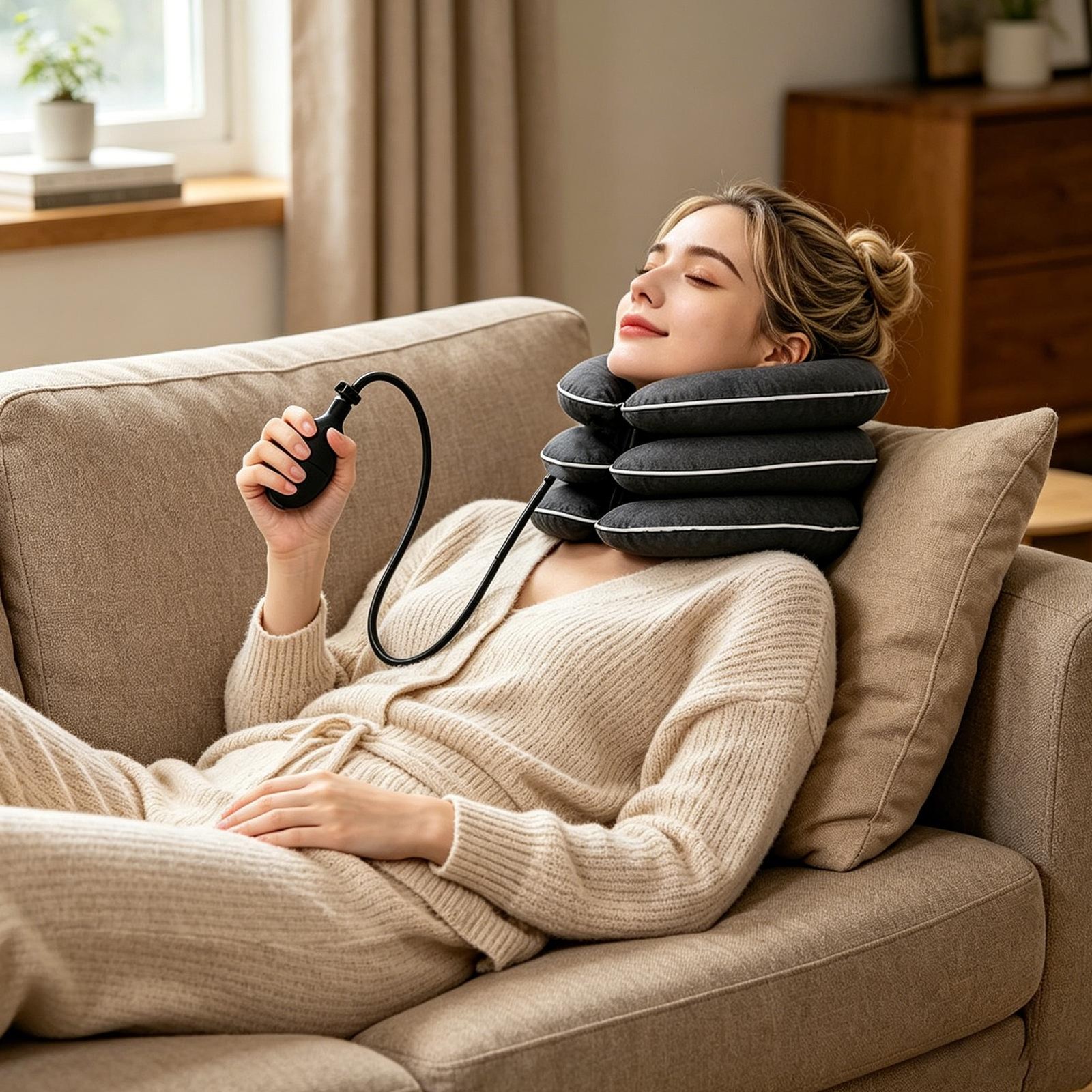 Adjustable Air Inflatable Cervical Collar Neck Brace Support Traction Device