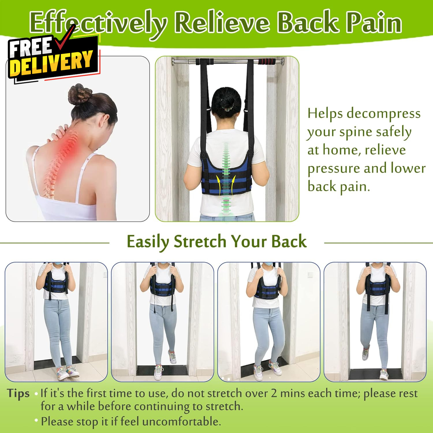 Back Stretcher Harness for Spinal Decompression Lumbar Traction Belt & Inversion