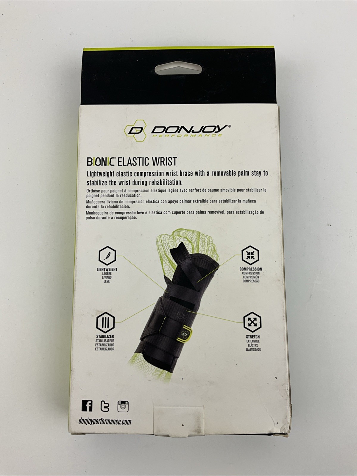 DonJoy Performance Bionic Elastic Wrist Compression Brace XS/S Right New In Box