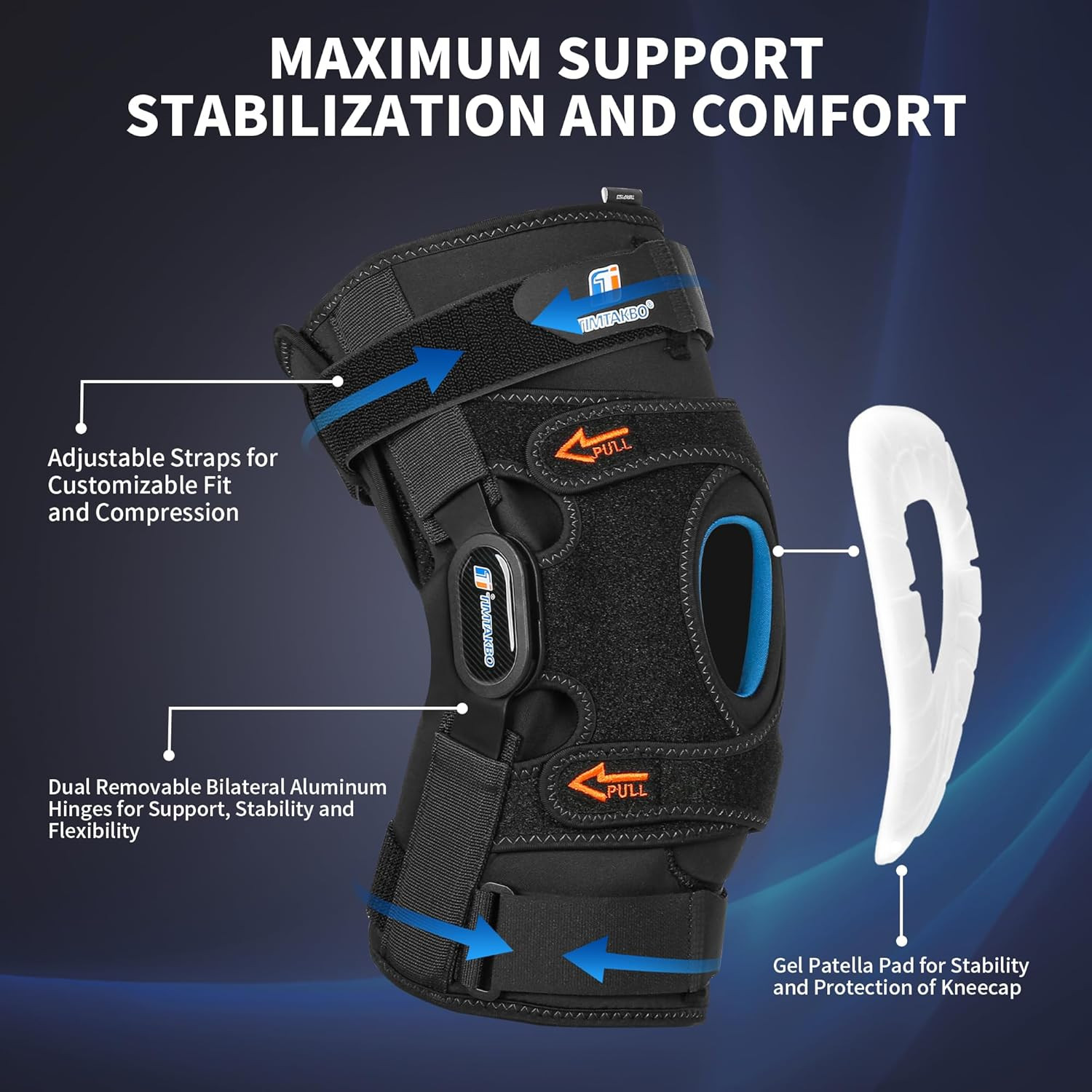 Plus Size Knee Braces for Knee Pain, Adjustable Knee Brace for Men and Women wit