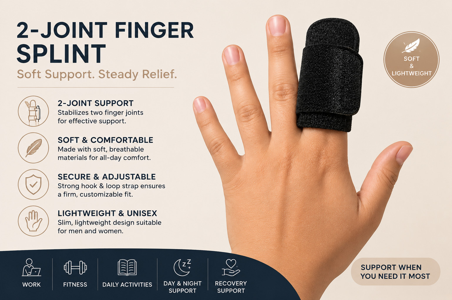 Trigger Finger with Metal Support Splint Straightener Corrector Brace Protector