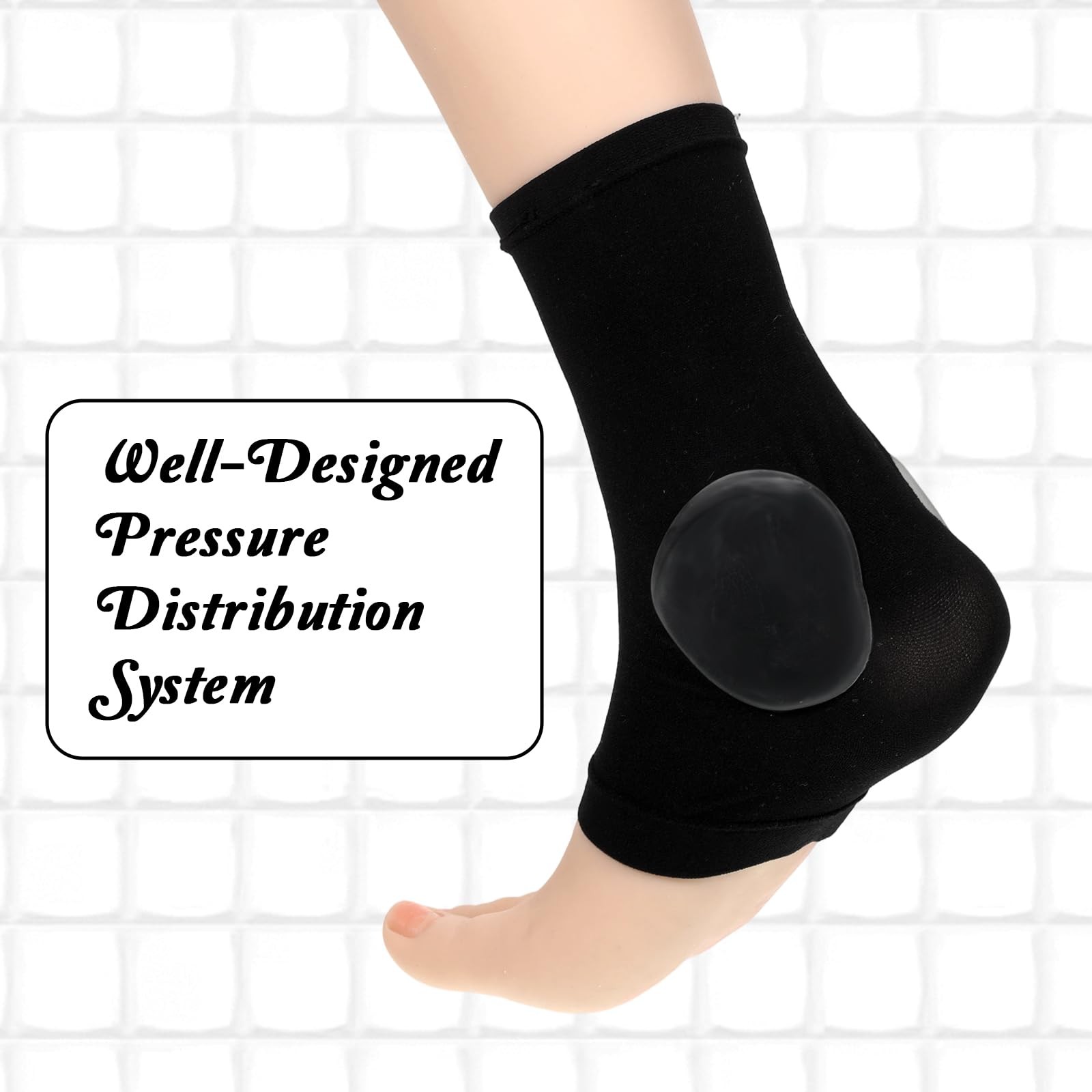 2 Pcs Achilles Tendon Heel Protector Cushion Compression Padded Black