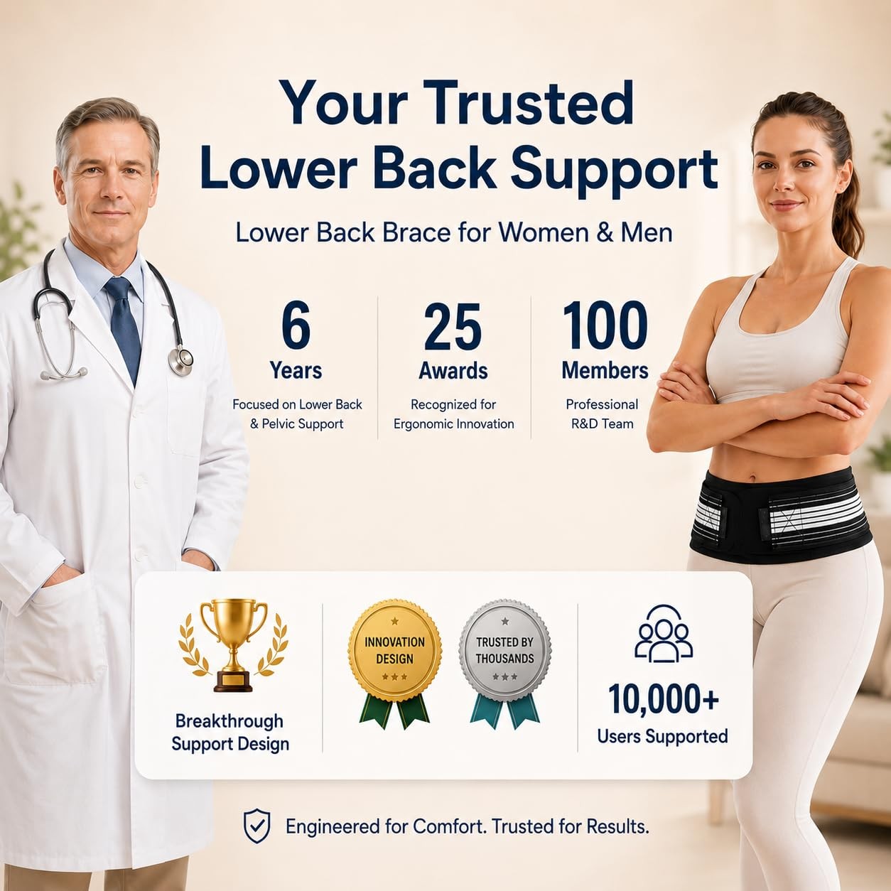 Lightweight Back Brace Lower Back Pain Adjustable Lumbar Support Belt Sciatica