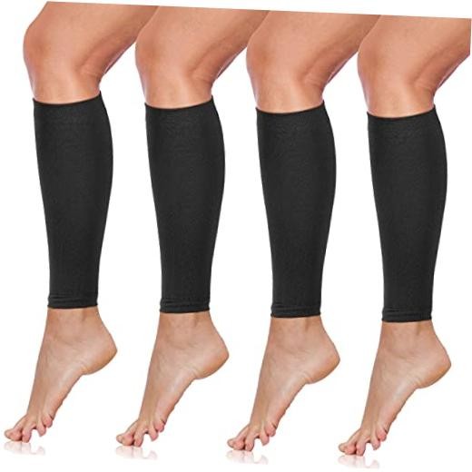 4 Pairs Calf Compression Sleeve Leg Compression Sock Calf and Medium Black