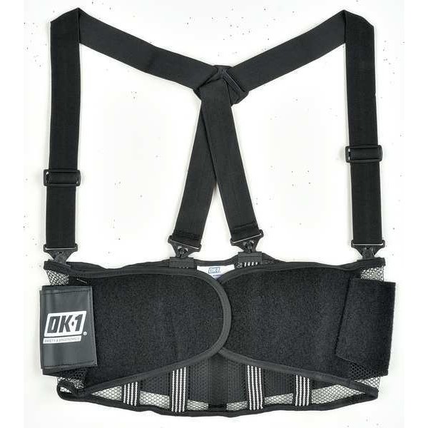 Ok-1 Ok-250S-L Back Support, Black, Elastic, Mesh, L