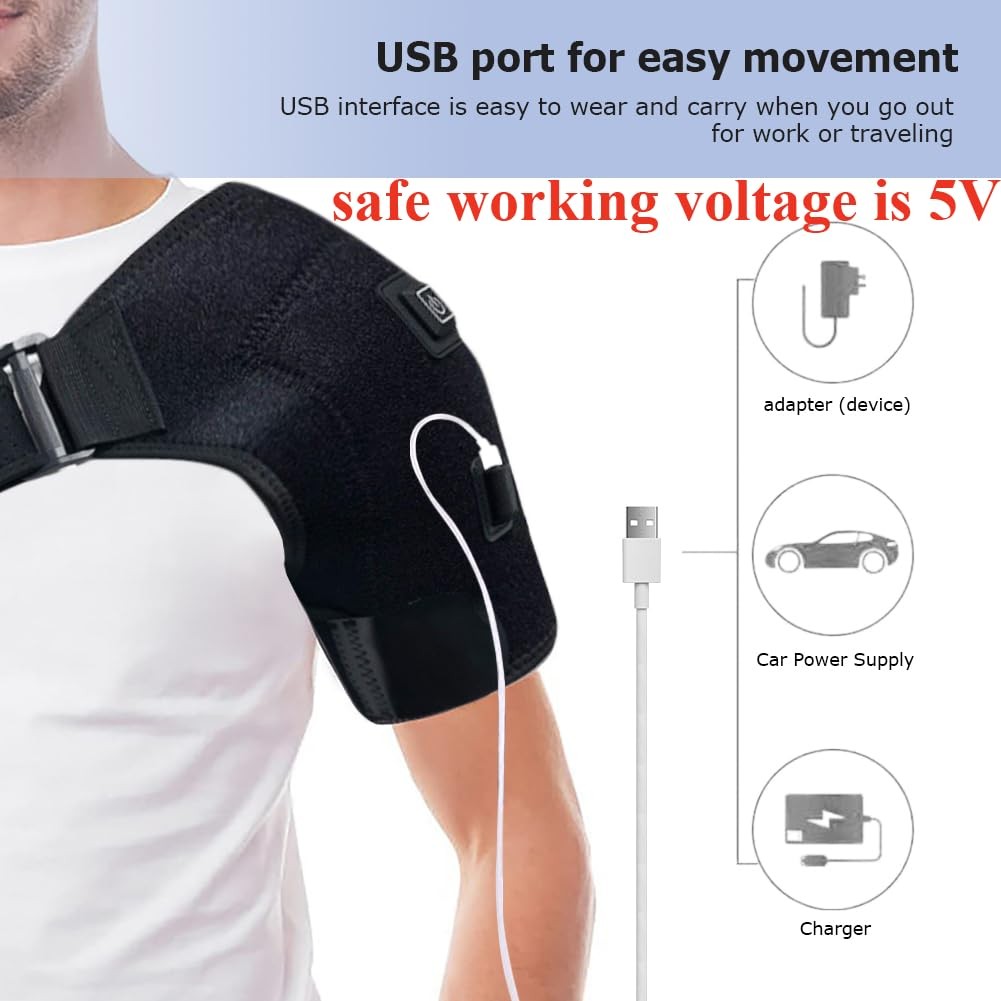 Shoulder Heating Pad USB Heated Shoulder Wrap with 3 Heat Settings Adjustable…