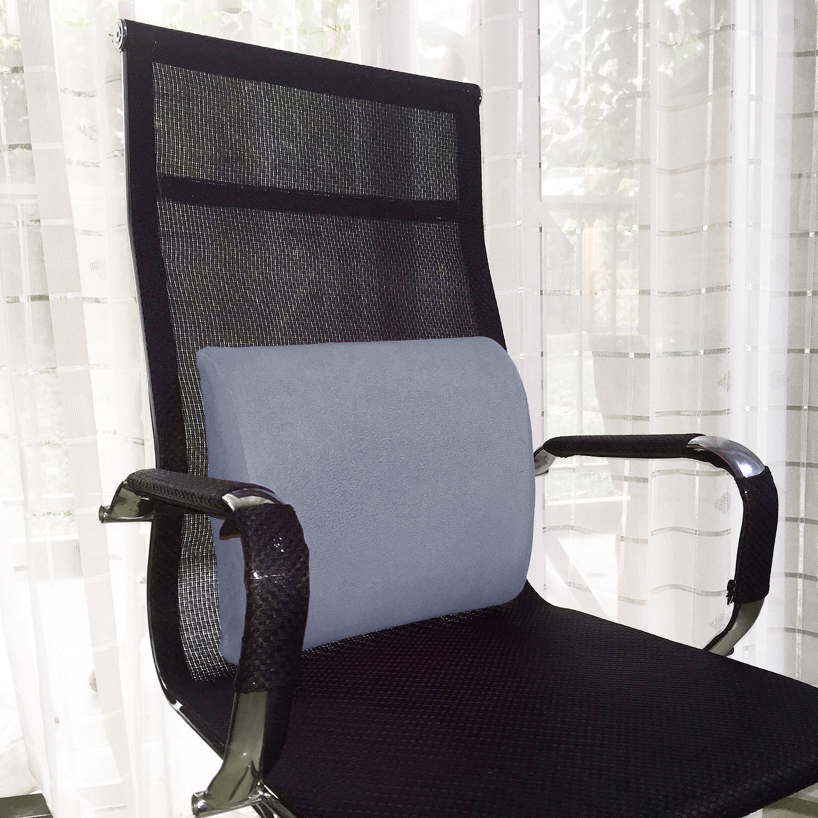 Premium Memory Foam Lumbar Support Cushion Back Pillow Home Office Chair Gray