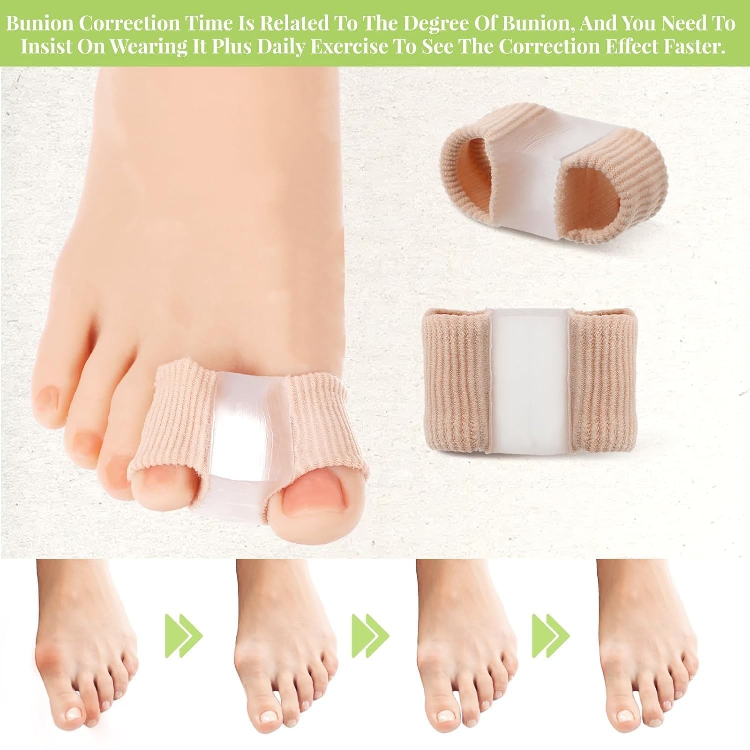 LUVINA Gel Toe Separators for Bunions & Hammer Toes – Breathable Fabric, 1L