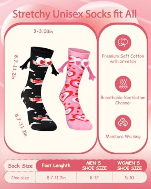 Valentine’s Day Socks Set – 2 or 4 Multi-color With Hearts and Lips Patterns