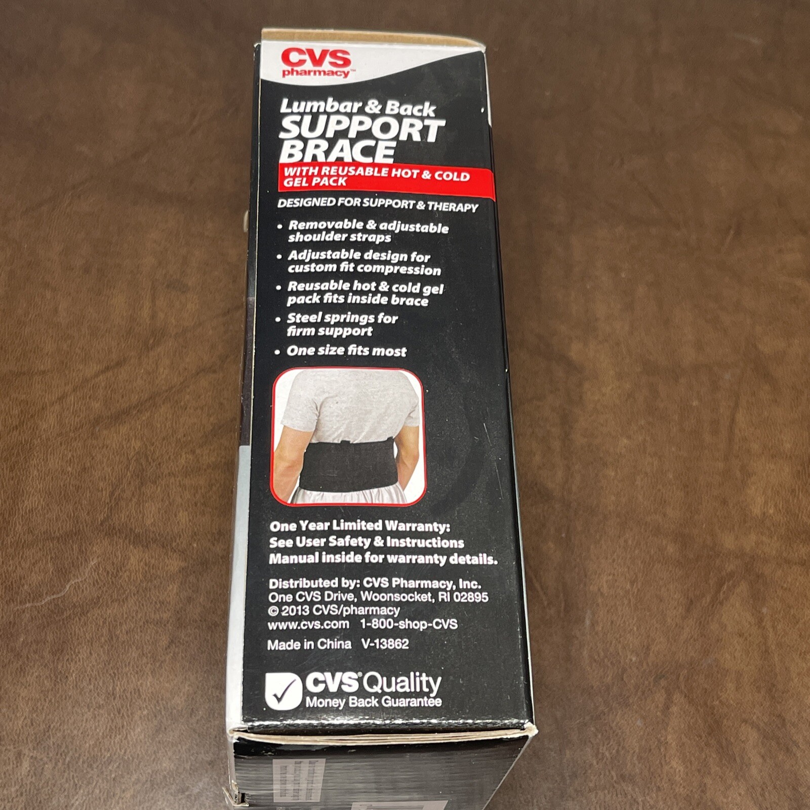 NEW CVS Lumbar And Back Support Brace w/ Reusable Hot & Cold Gel Pack – One Size