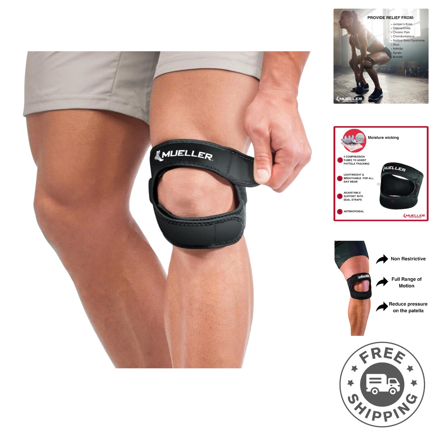 Adjustable Knee Strap for Pain Relief & Support – Compression Brace for Adults