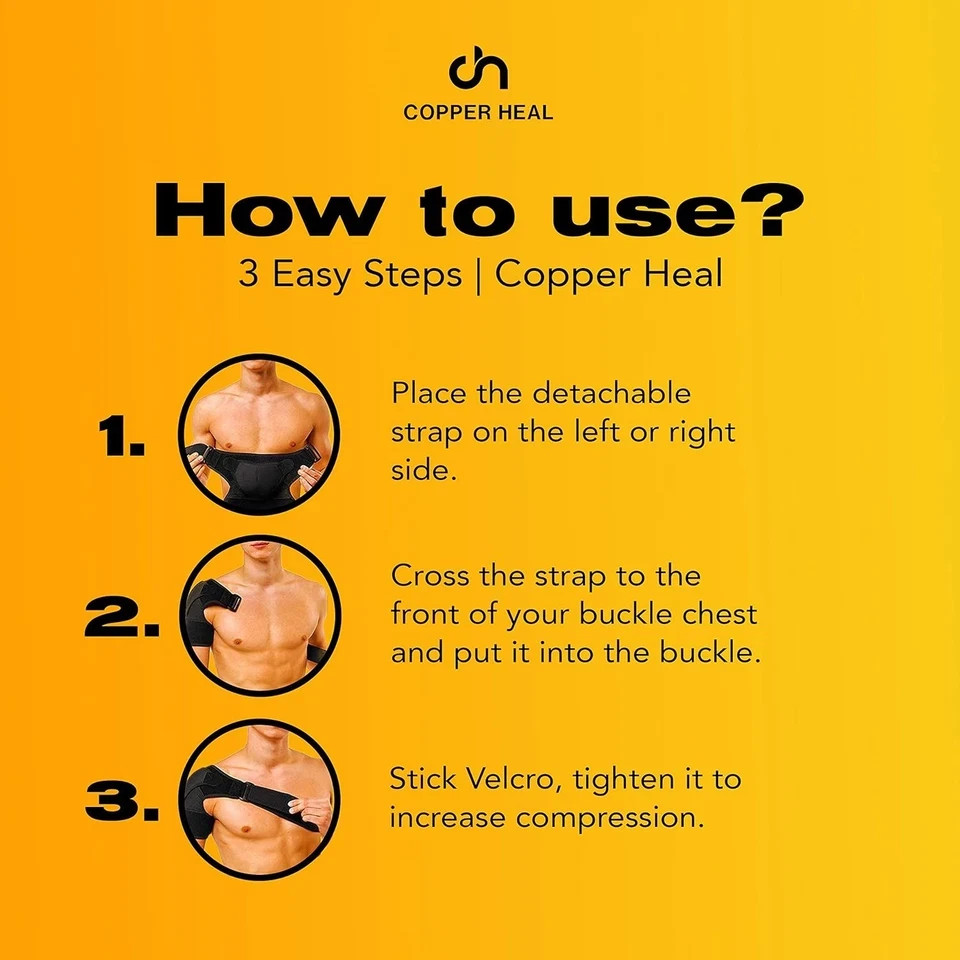 COPPER HEAL – Shoulder Adjustable Clamp Compression Sleeve for Men Black